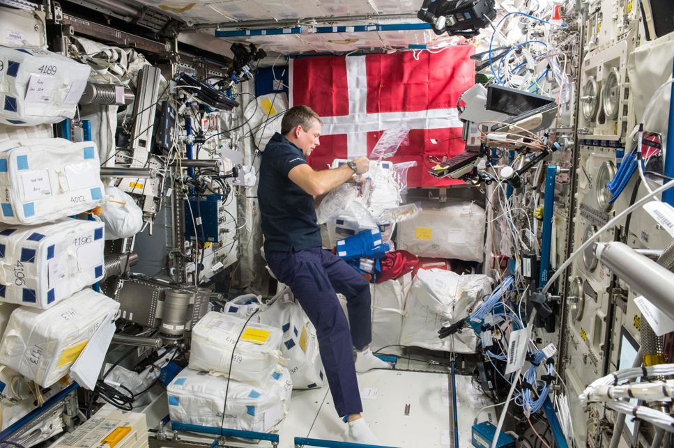 Den danska astronauten ombord på den internationella rymdstationen år 2015.
