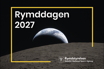 Rymddag 2027.png En bild av jorden från månen med texten Rymddagen 2027