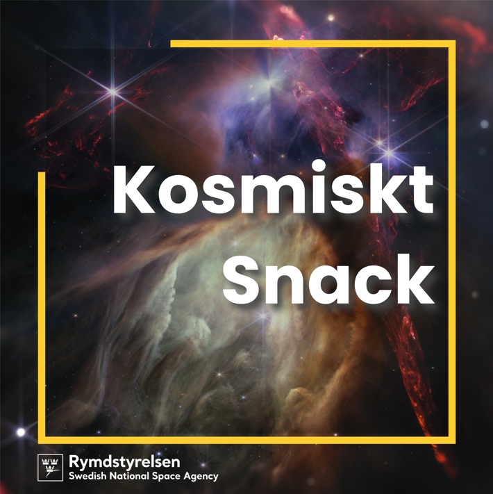 Texten Kosmiskt snack över en nebulosa.